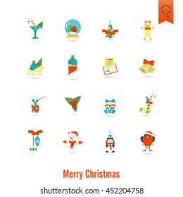 Christmas and Winter Icons Collection. Colorful. Simple and Minimalistic Style. Vector