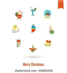 Christmas and Winter Icons Collection. Colorful. Simple and Minimalistic Style. Vector