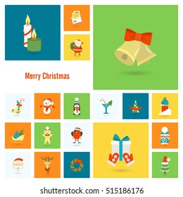 Christmas and Winter Icons Collection. Colorful. Simple and Minimalistic Style. Vector