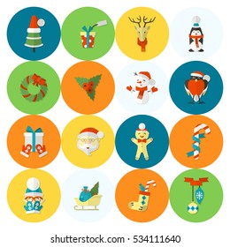 Christmas and Winter Icons Collection. Colorful. Simple and Minimalistic Style. Vector