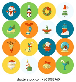Christmas and Winter Icons Collection. Colorful. Simple and Minimalistic Style. Vector