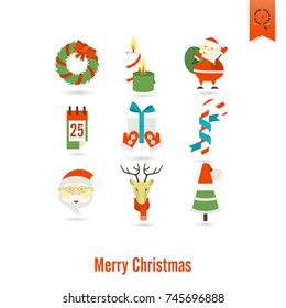 Christmas and Winter Icons Collection. Colorful. Simple and Minimalistic Style. Vector