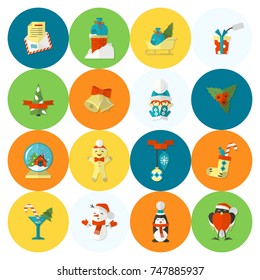 Christmas and Winter Icons Collection. Colorful. Simple and Minimalistic Style. Vector