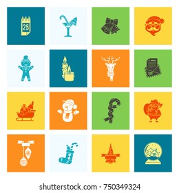 Christmas and Winter Icons Collection. Colorful. Simple and Minimalistic Style. Vector