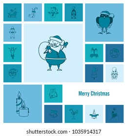 Christmas and Winter Icons Collection. Monochrome color. Simple and Minimalistic Style. Vector