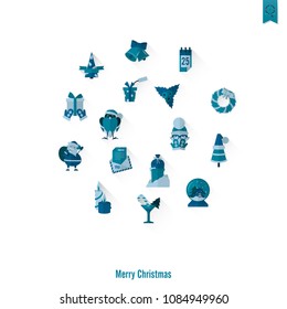 Christmas and Winter Icons Collection. Monochrome color. Simple and Minimalistic Style. Vector