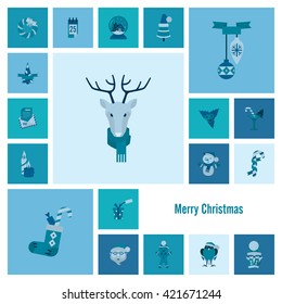 Christmas and Winter Icons Collection. Monochrome color. Simple and Minimalistic Style. Vector
