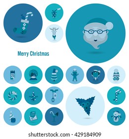Christmas and Winter Icons Collection. Monochrome color. Simple and Minimalistic Style. Vector