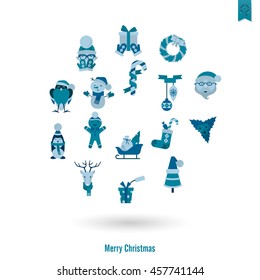 Christmas and Winter Icons Collection. Monochrome color. Simple and Minimalistic Style. Vector