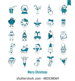 Christmas and Winter Icons Collection. Monochrome color. Simple and Minimalistic Style. Vector