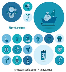 Christmas and Winter Icons Collection. Monochrome color. Simple and Minimalistic Style. Vector