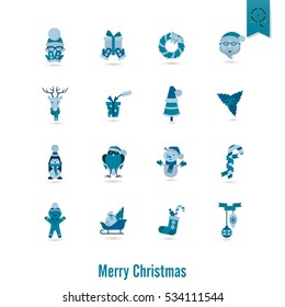 Christmas and Winter Icons Collection. Monochrome color. Simple and Minimalistic Style. Vector