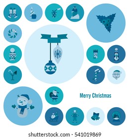 Christmas and Winter Icons Collection. Monochrome color. Simple and Minimalistic Style. Vector