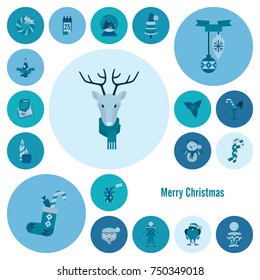 Christmas and Winter Icons Collection. Monochrome color. Simple and Minimalistic Style. Vector