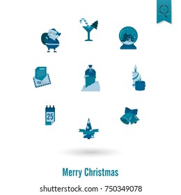 Christmas and Winter Icons Collection. Monochrome color. Simple and Minimalistic Style. Vector