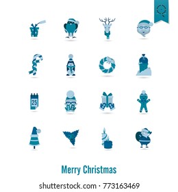 Christmas and Winter Icons Collection. Monochrome color. Simple and Minimalistic Style. Vector