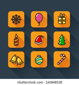Christmas and Winter icons collection set icons flat design 