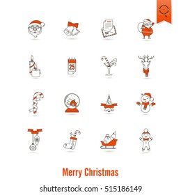 Christmas and Winter Icons Collection. Simple and Minimalistic Style. Vector