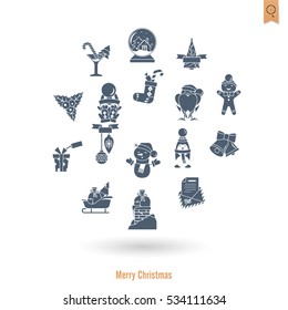 Christmas and Winter Icons Collection. Simple and Minimalistic Style. Vector