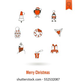 Christmas and Winter Icons Collection. Simple and Minimalistic Style. Vector