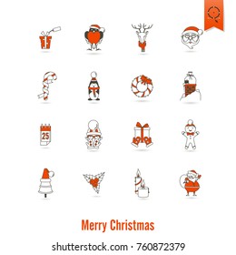 Christmas and Winter Icons Collection. Simple and Minimalistic Style. Vector