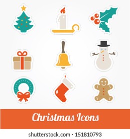 Christmas and Winter icons collection - vector silhouette