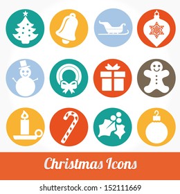 Christmas and Winter icons collection - vector silhouette
