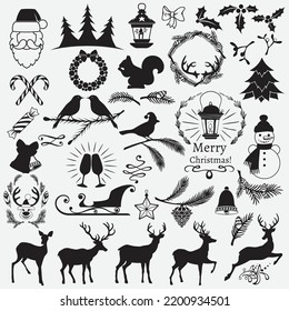 Christmas and Winter icons collection - vector silhouette