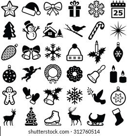 Christmas and Winter icons collection - vector silhouette