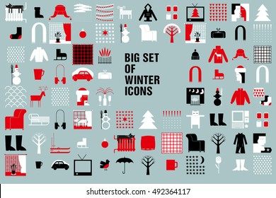 Christmas and Winter icons collection - vector silhouette