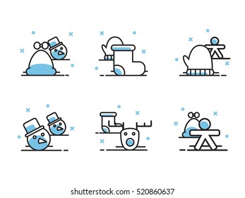 Christmas and Winter icons collection - vector silhouette