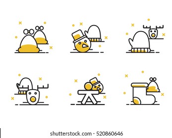 Christmas and Winter icons collection - vector silhouette