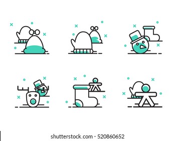 Christmas and Winter icons collection - vector silhouette