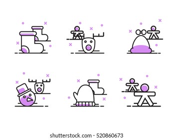 Christmas and Winter icons collection - vector silhouette