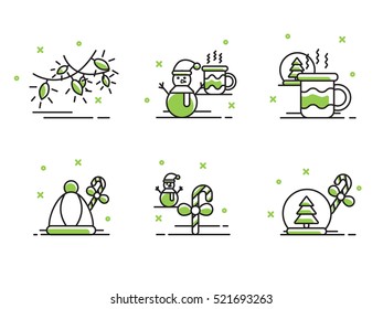 Christmas and Winter icons collection - vector silhouette
