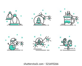 Christmas and Winter icons collection - vector silhouette