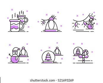 Christmas and Winter icons collection - vector silhouette
