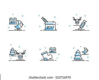 Christmas and Winter icons collection - vector silhouette