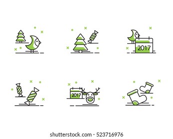 Christmas and Winter icons collection - vector silhouette