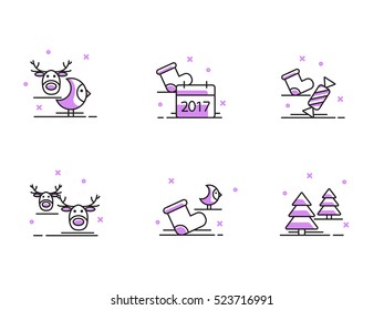 Christmas and Winter icons collection - vector silhouette