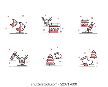 Christmas and Winter icons collection - vector silhouette