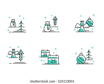 Christmas and Winter icons collection - vector silhouette