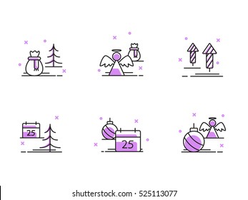 Christmas and Winter icons collection - vector silhouette