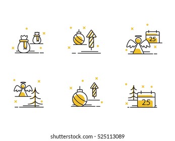 Christmas and Winter icons collection - vector silhouette