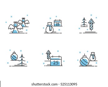 Christmas and Winter icons collection - vector silhouette