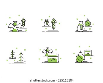 Christmas and Winter icons collection - vector silhouette