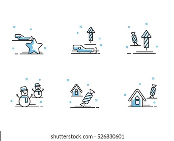 Christmas and Winter icons collection - vector silhouette