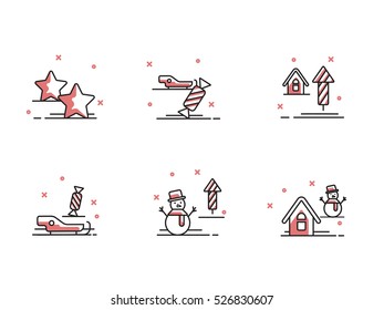 Christmas and Winter icons collection - vector silhouette