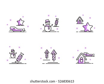Christmas and Winter icons collection - vector silhouette