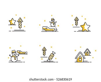 Christmas and Winter icons collection - vector silhouette